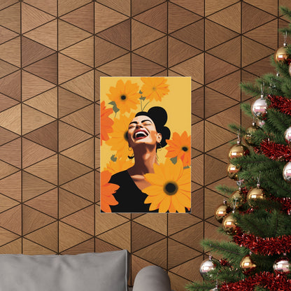 A christmas tree with a picture of a woman in a hat