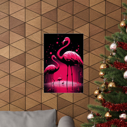 A christmas tree with a pink flaming on it