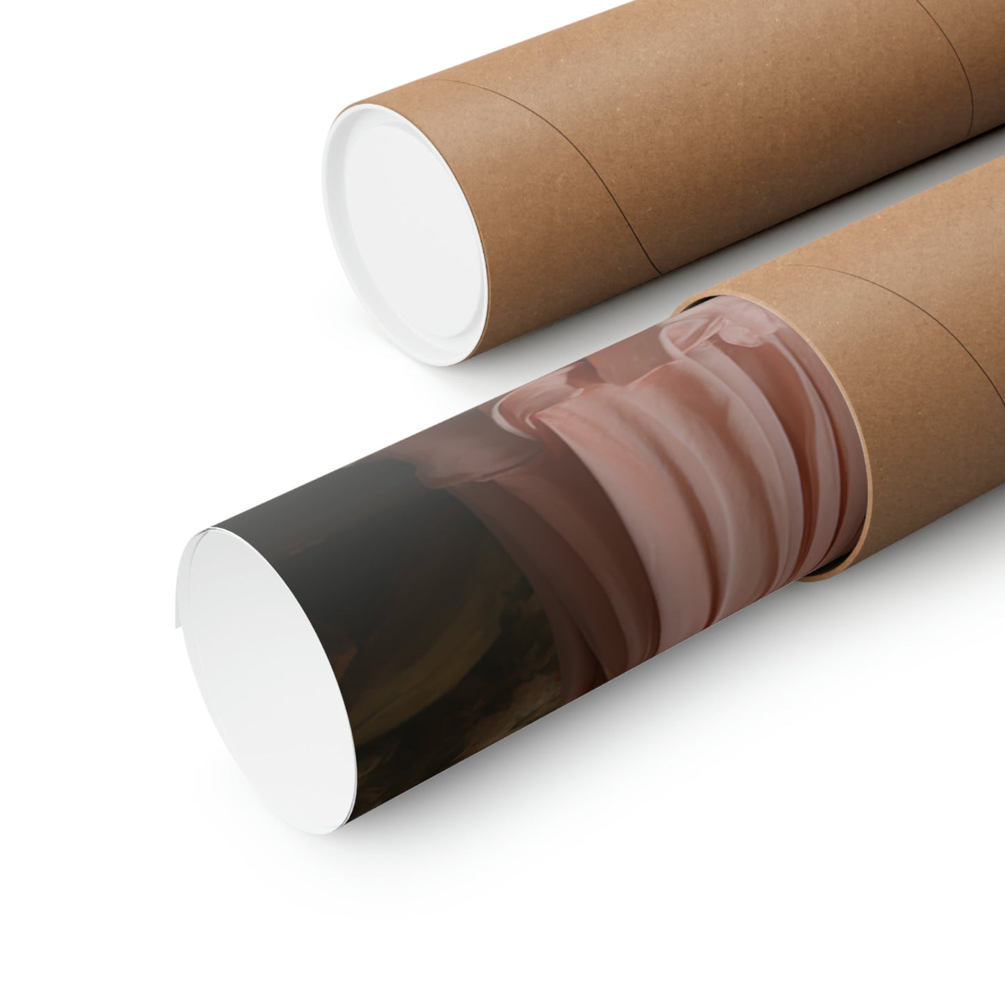 Cylindrical tubes or rolls of various skin-tone colored materials.