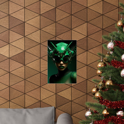 A christmas tree with a picture of a green alien