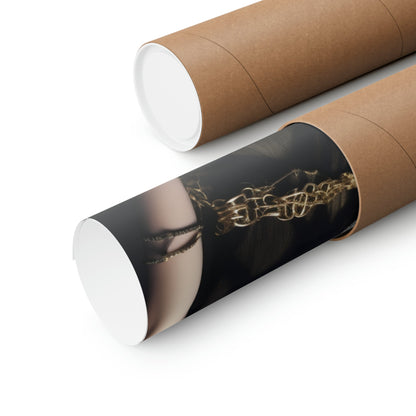 Two rolls of brown paper with a picture of a woman