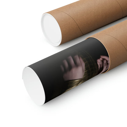 Two rolls of brown paper with a photo on them