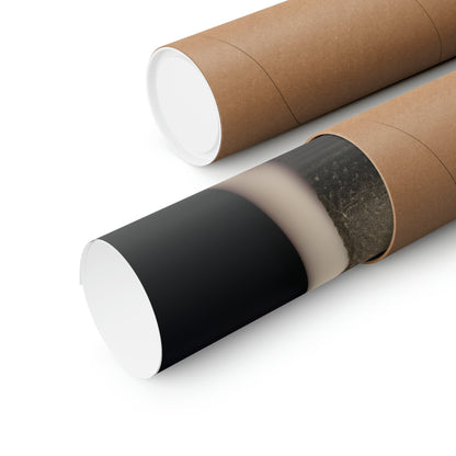 Two rolls of brown paper with black and white paper