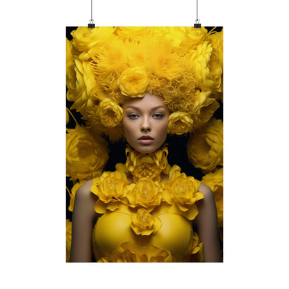 A woman with yellow flowers on her head