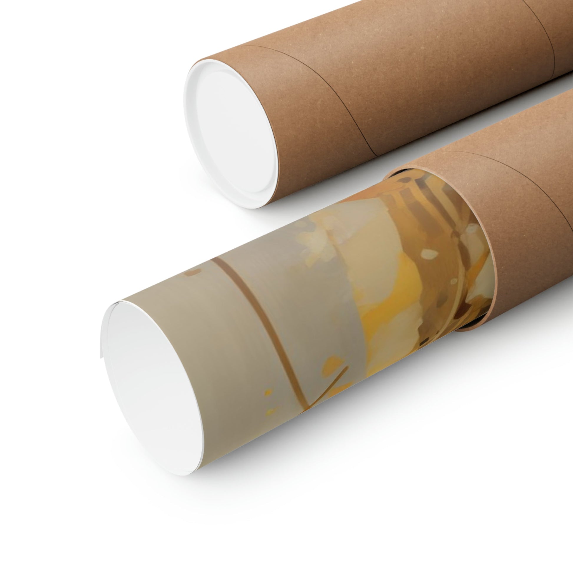 Two rolls of brown paper with a brown and white pattern