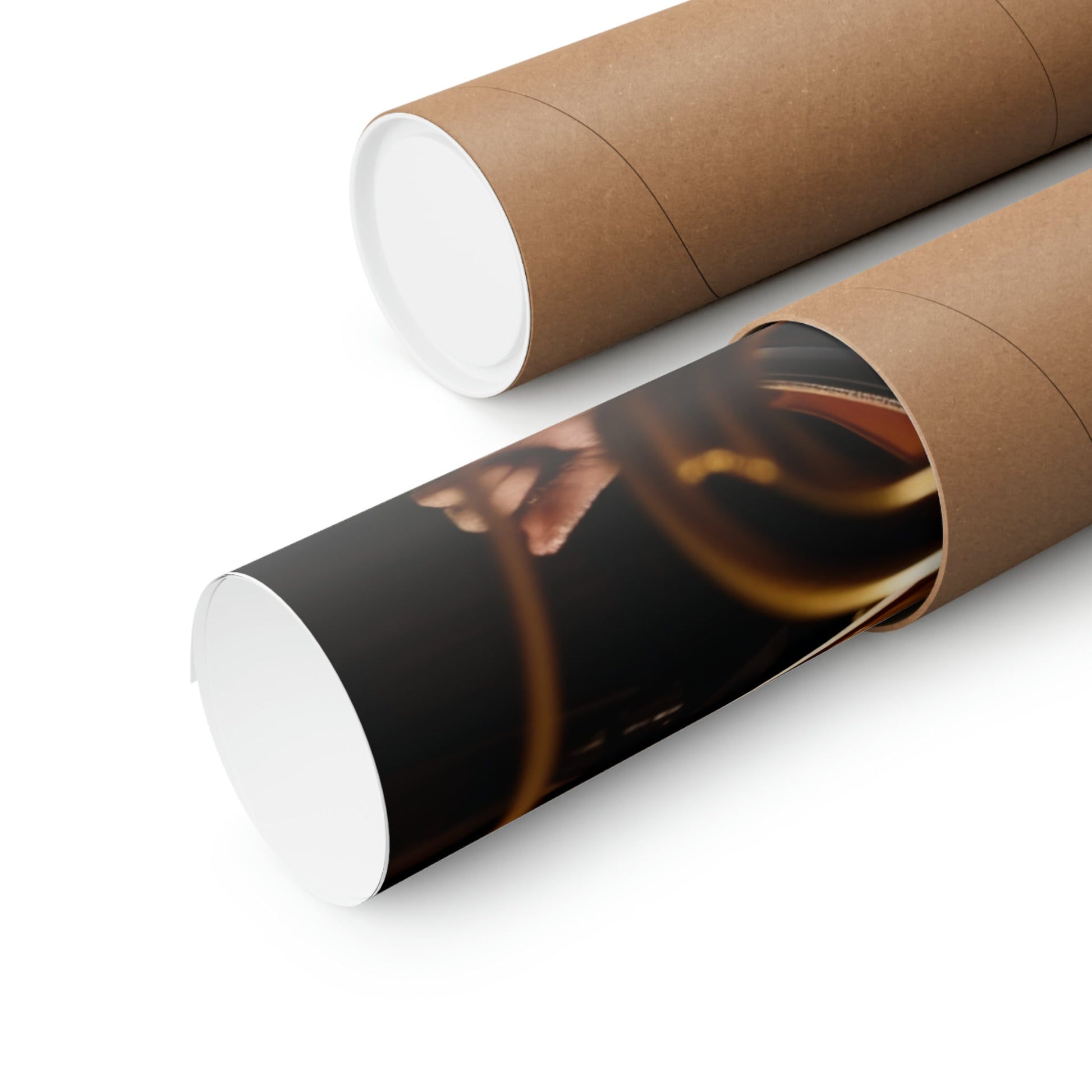 Two rolls of coffee paper with a coffee cup on top