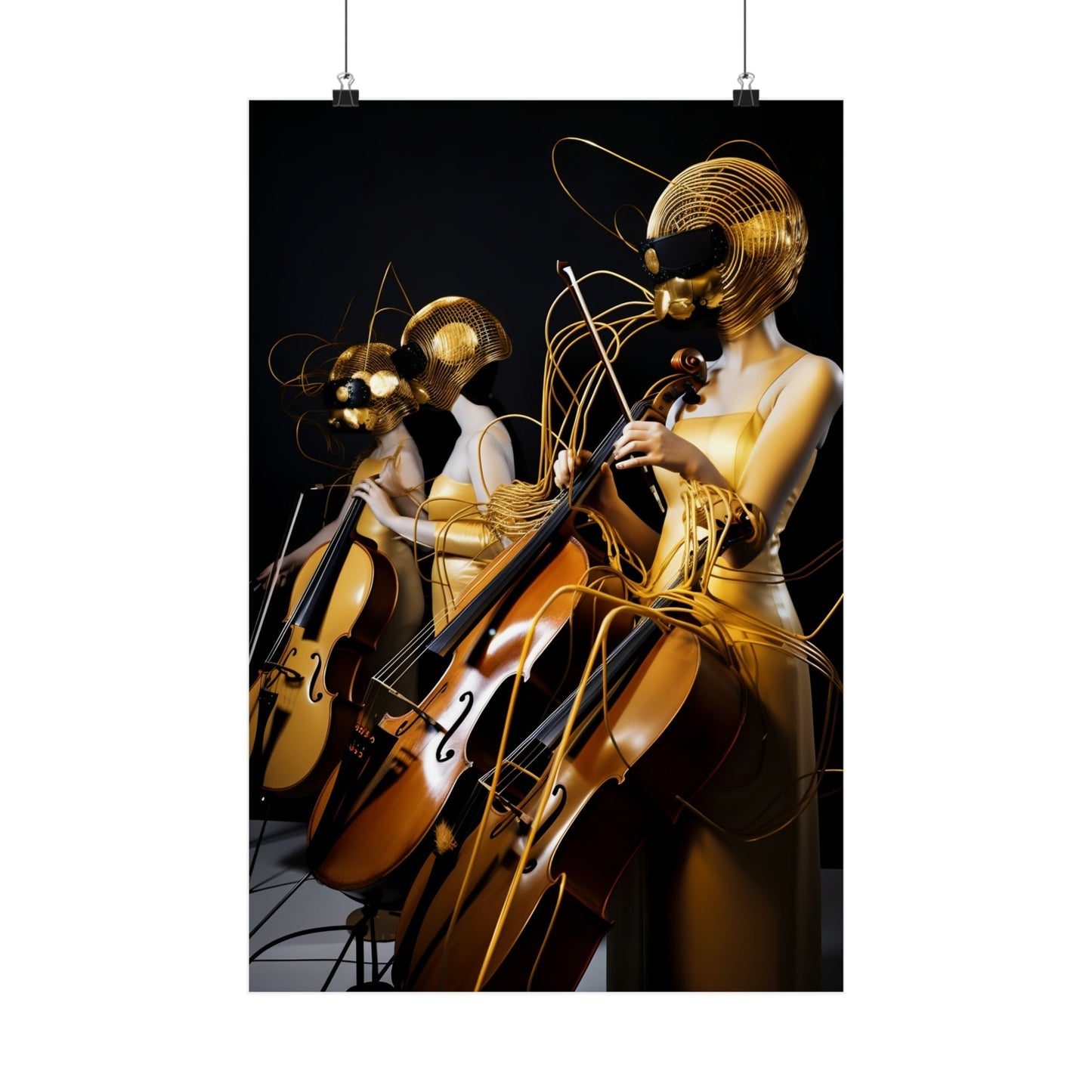 A poster with two women playing cellos