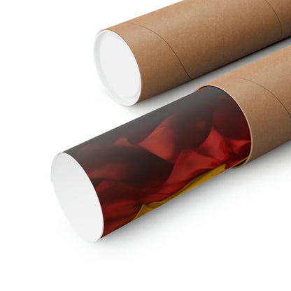 Two rolls of brown paper with red and yellow foil