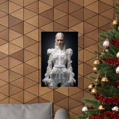 A christmas tree with a picture of a woman in a white dress