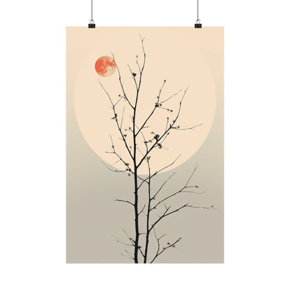 A poster with a tree and a full moon