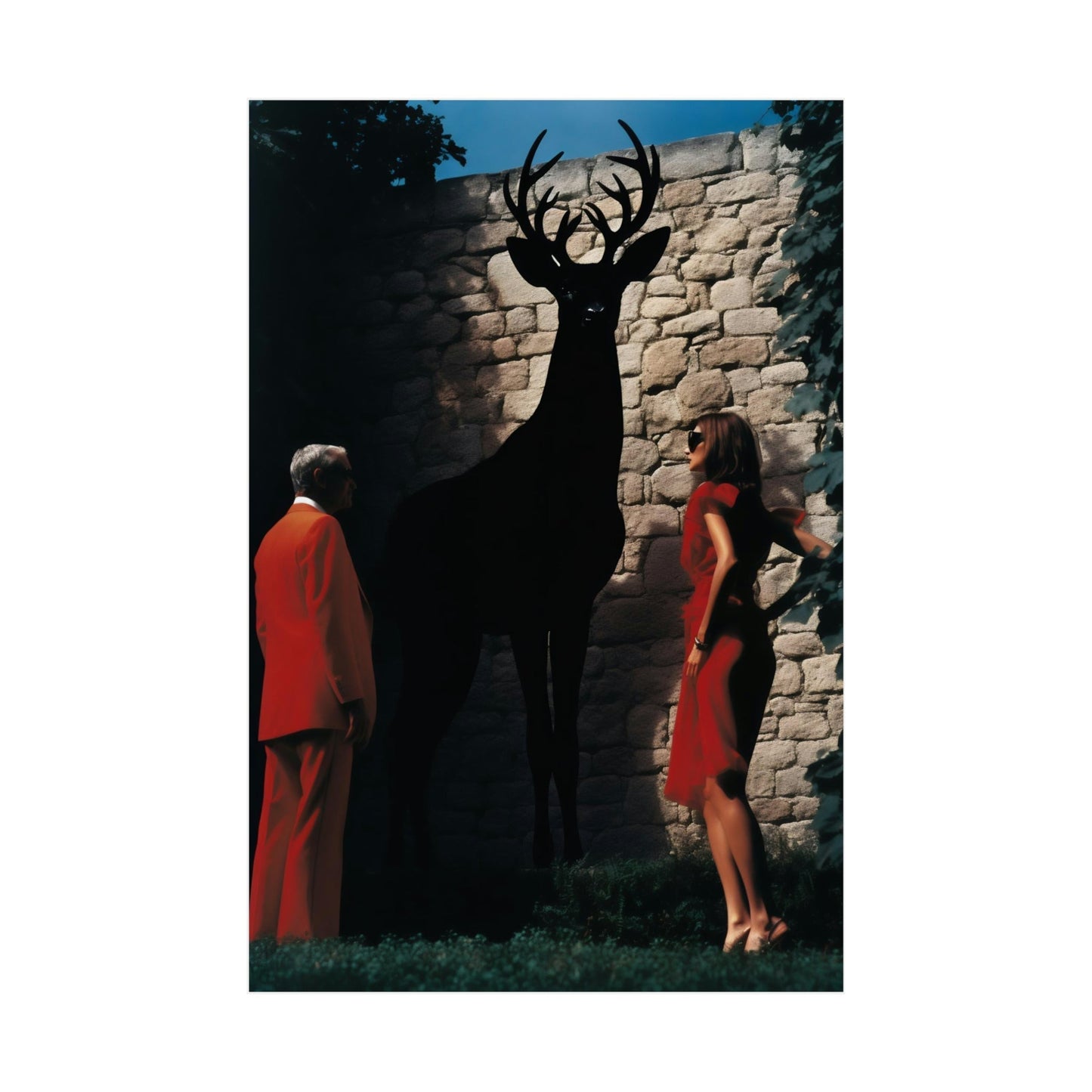 A woman standing next to a deer