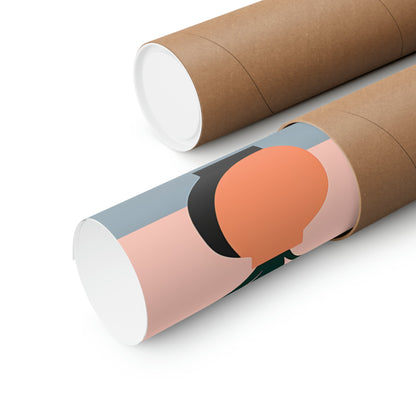 Two rolls of brown paper with a black and orange design