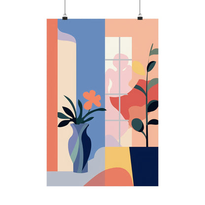 A poster with a plant in a vase