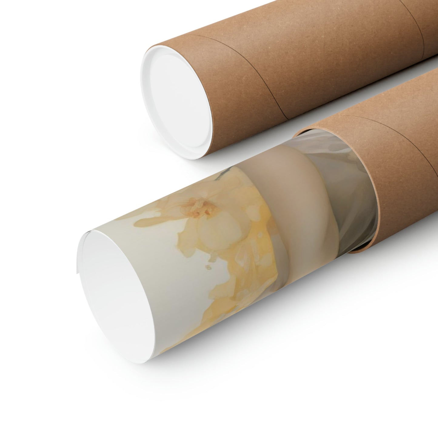 Two rolls of brown paper with a white lid