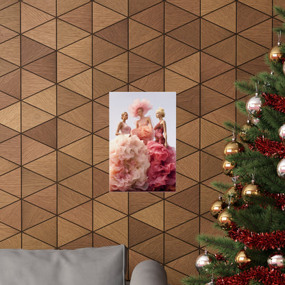 A christmas tree with a picture of a woman in a pink dress