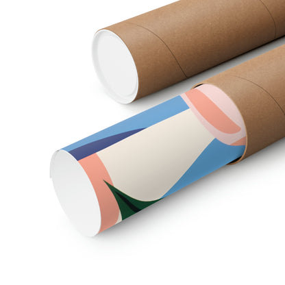 Two rolls of brown paper with a colorful design