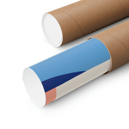 Two rolls of brown paper with blue and pink on them