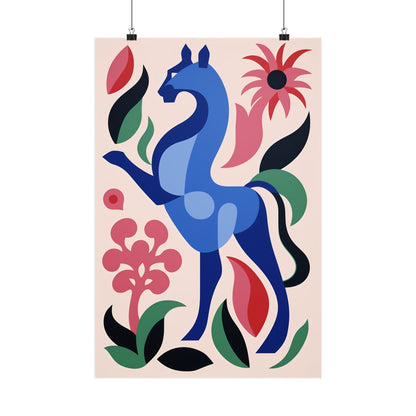 A poster with a horse in a floral pattern