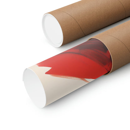 Two rolls of brown paper with red and white paint