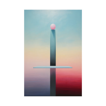 A minimalist sword with a pink spherical pommel against a gradient background.