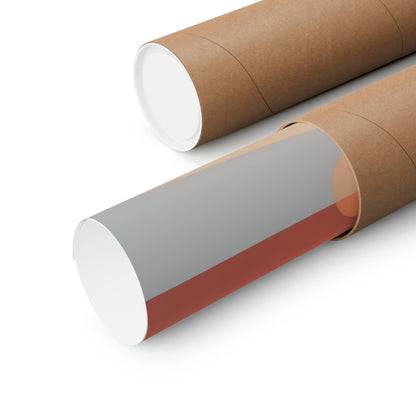 Two rolls of brown paper with a red stripe