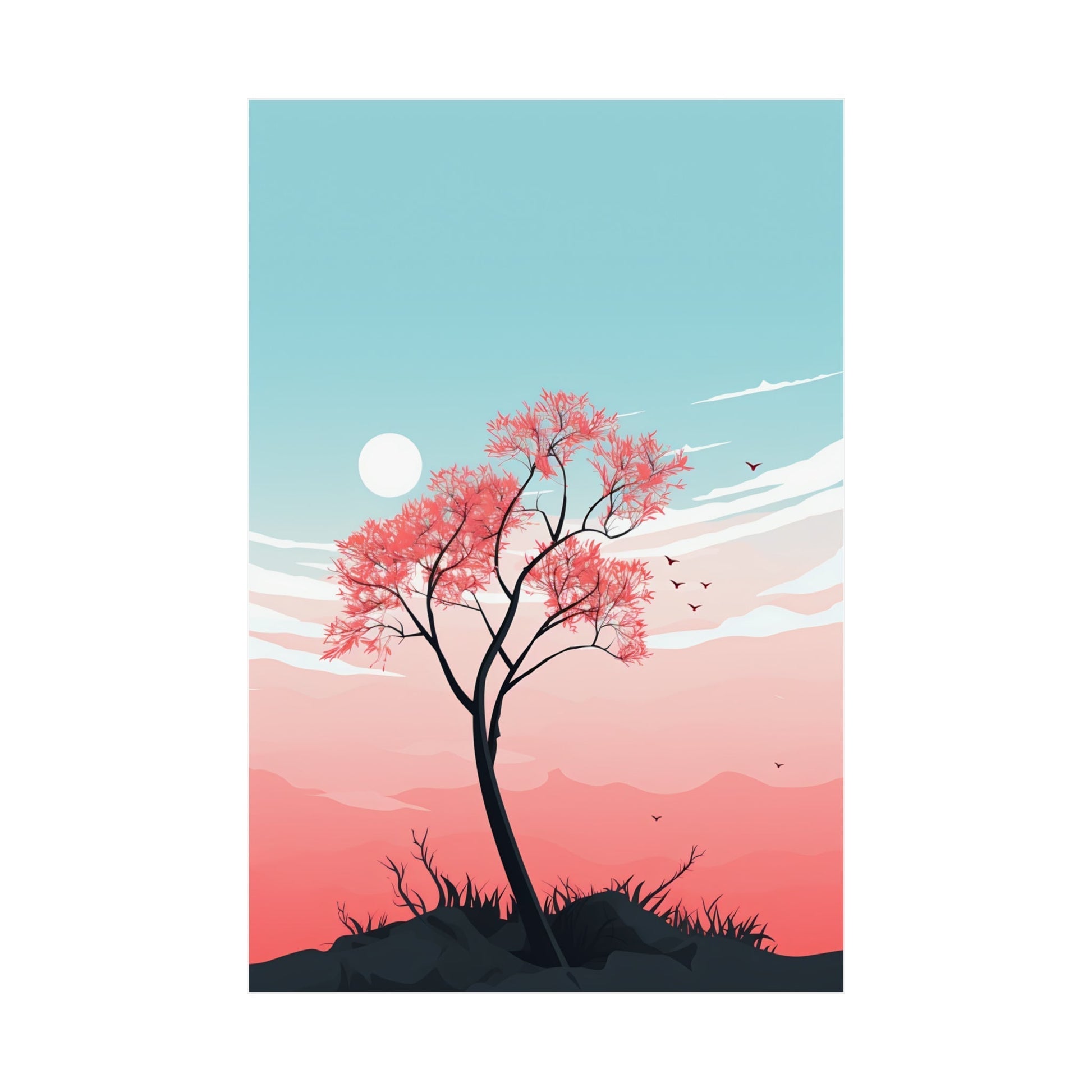 A tree with pink flowers in the sky