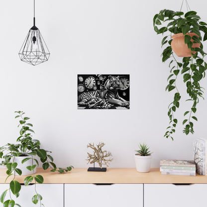 Modern white cabinet or sideboard with a wooden top, adorned with plants and decorative items.