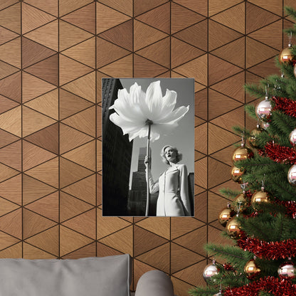 A christmas tree with a picture of a woman holding a flower