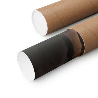 Two rolls of brown paper with black and white paper