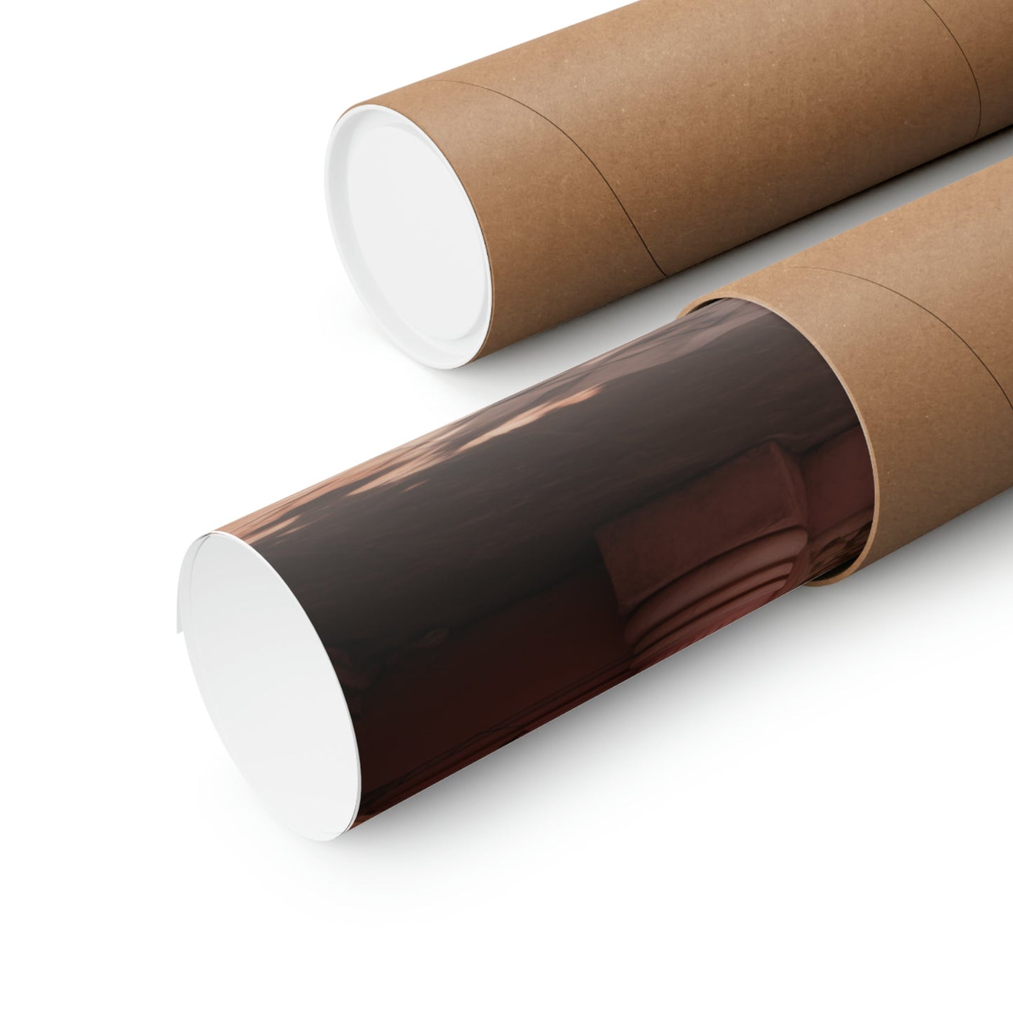 Cylindrical tubes or rolls, one with a dark brown section visible.