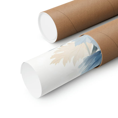 Two rolls of brown paper with a blue and white floral design