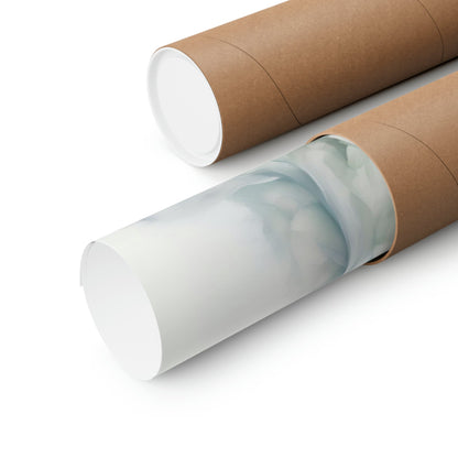 Cardboard mailing tubes with white end caps, one partially unwrapped.