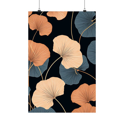 A black and orange wallpaper with a pattern of gin leaves