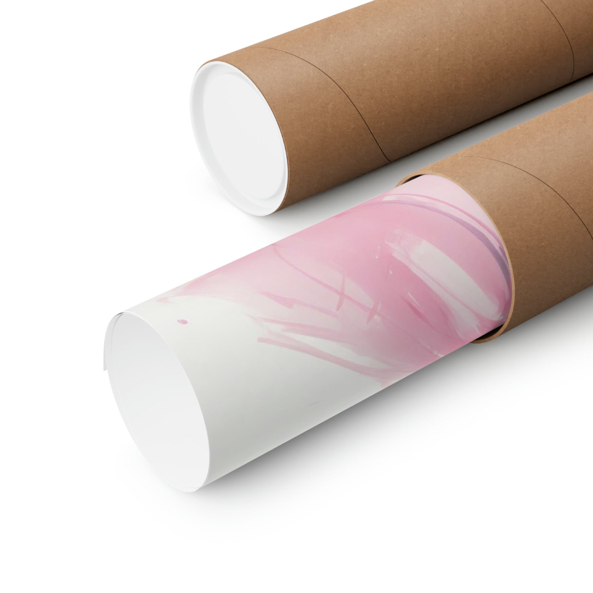 Two rolls of pink and white marble paper