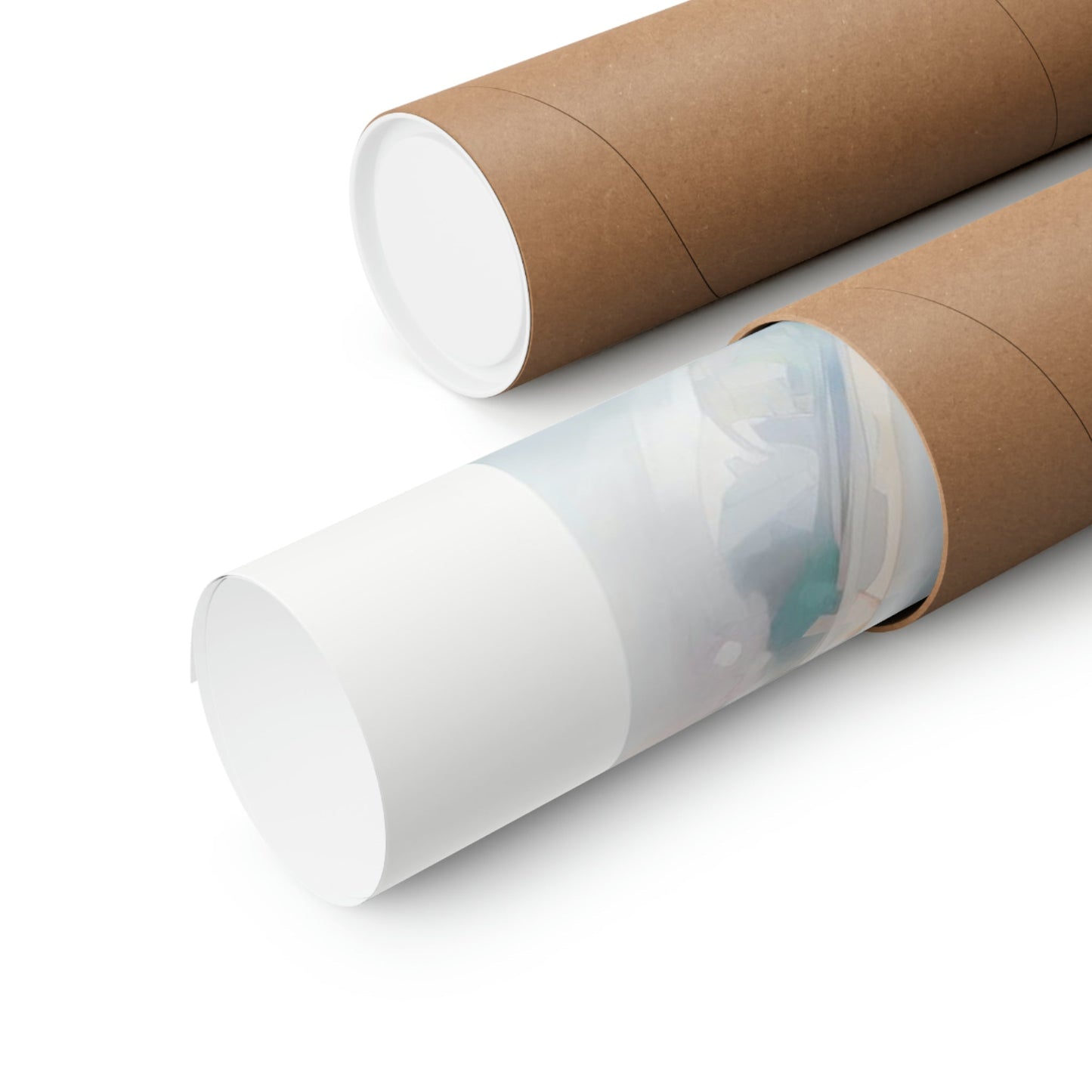 Two rolls of brown paper with a white lid