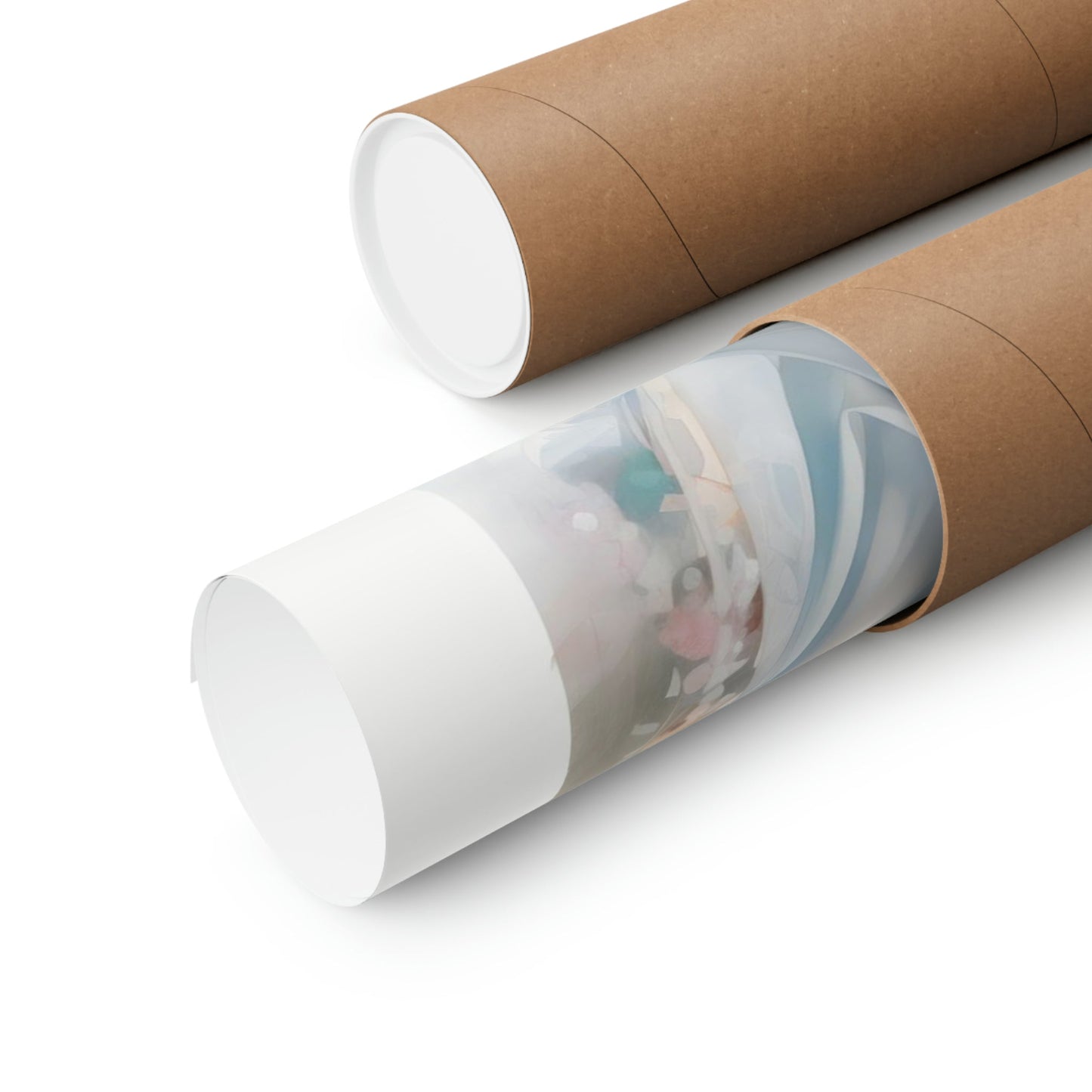 Two rolls of brown paper with a white lid