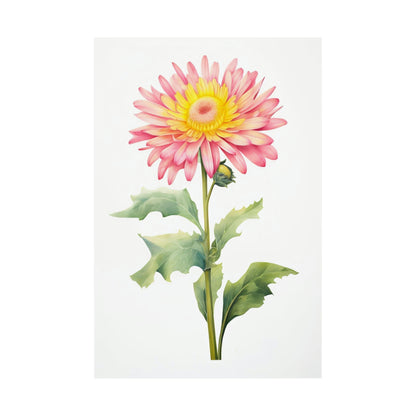 A watercolor painting of a pink dahl flower