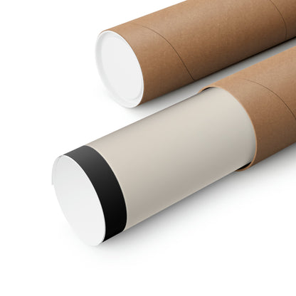 Two rolls of brown paper with black and white stripes