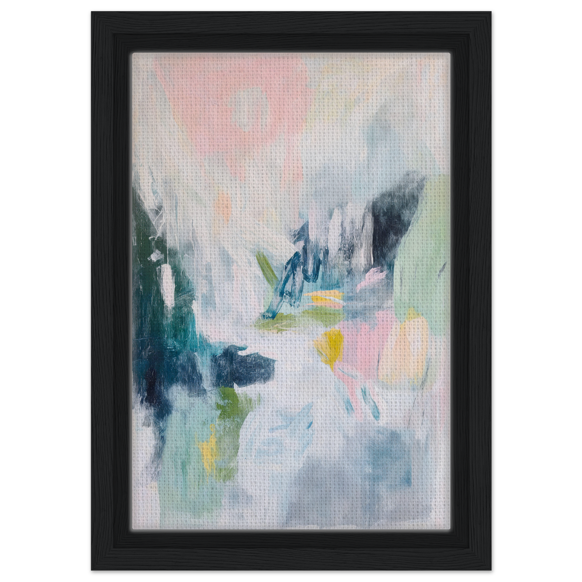 Abstract painting with soft pastel colors in a black frame, Prism Dreamscape Gestures