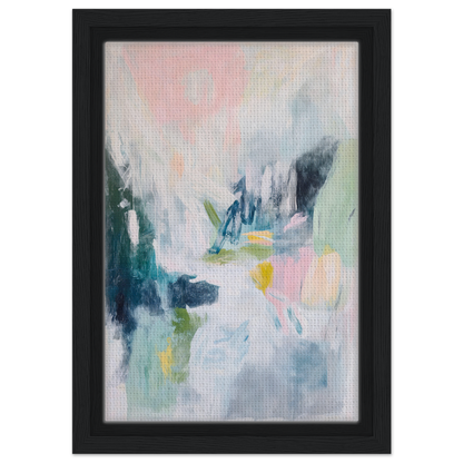 Abstract painting with soft pastel colors in a black frame, Prism Dreamscape Gestures