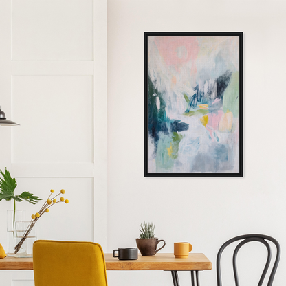 Abstract painting with pastel colors in a black frame for Prism Dreamscape Gestures room decor