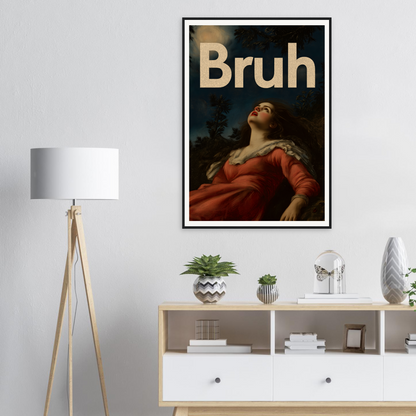 Modern "Moonlit Bruh Reverie" framed wall art in stylish room decor setting, blending elegance and cool home style elements.