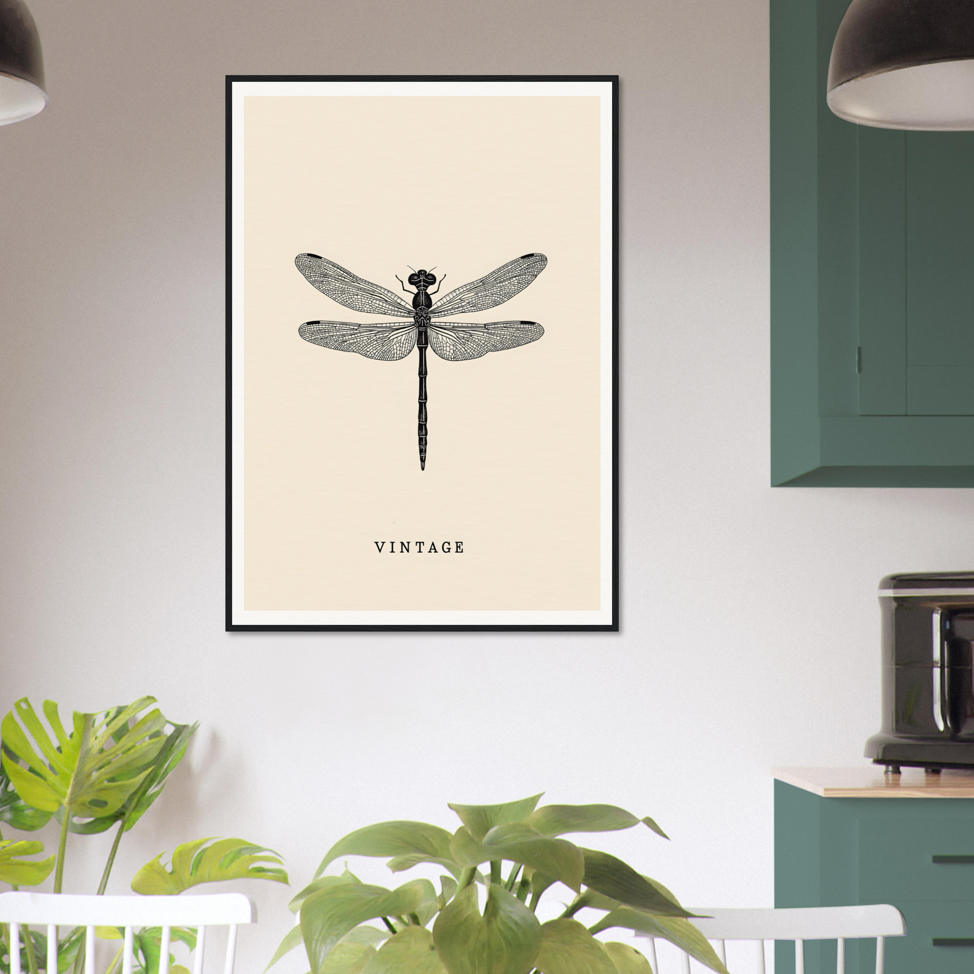 Vintage dragonfly wall art in modern kitchen, stylish room decor, perfect home decor piece by Future Fashion Oracle™.