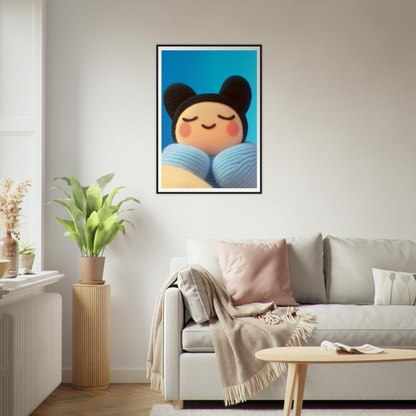 Skybound Plush Reverie framed wall art in modern living room setting, enhancing home decor with style and whimsy.