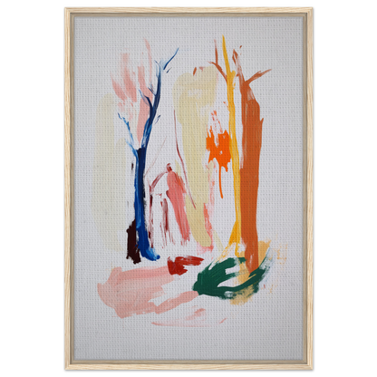 Abstract painting with colorful brushstrokes resembling trees for Psilocynic Tree Whisper