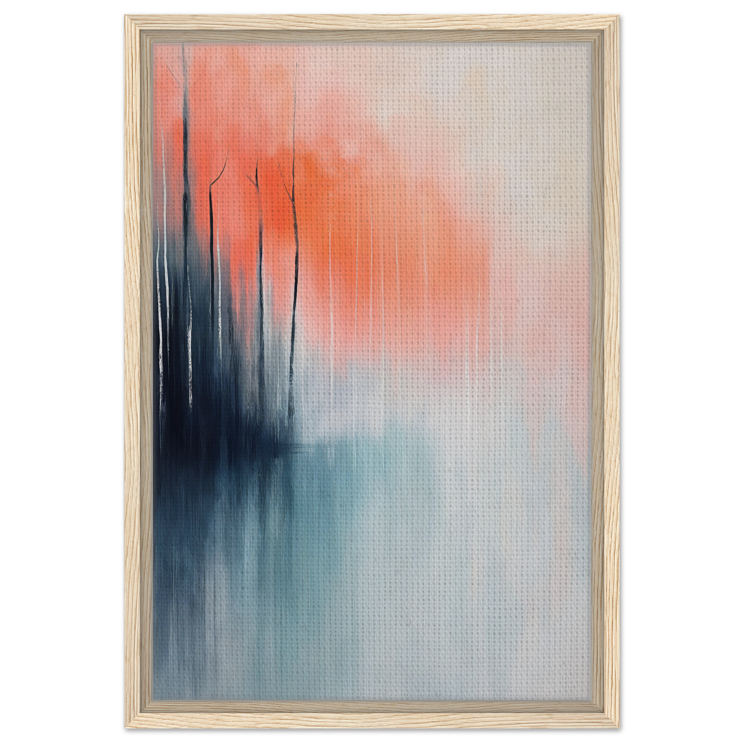 Abstract painting in coral and teal tones from Psychedelic Forest Revelations collection