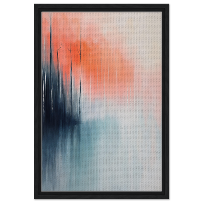 Abstract painting with coral and navy streaks for Psychedelic Forest Revelations room decor