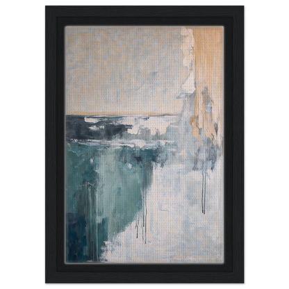 Abstract painting in muted teal and gray tones for psychedelic sea breaths room decor