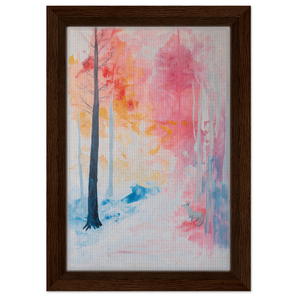 Framed canvas print of Psychedelic Wilderness Revelry featuring a misty forest