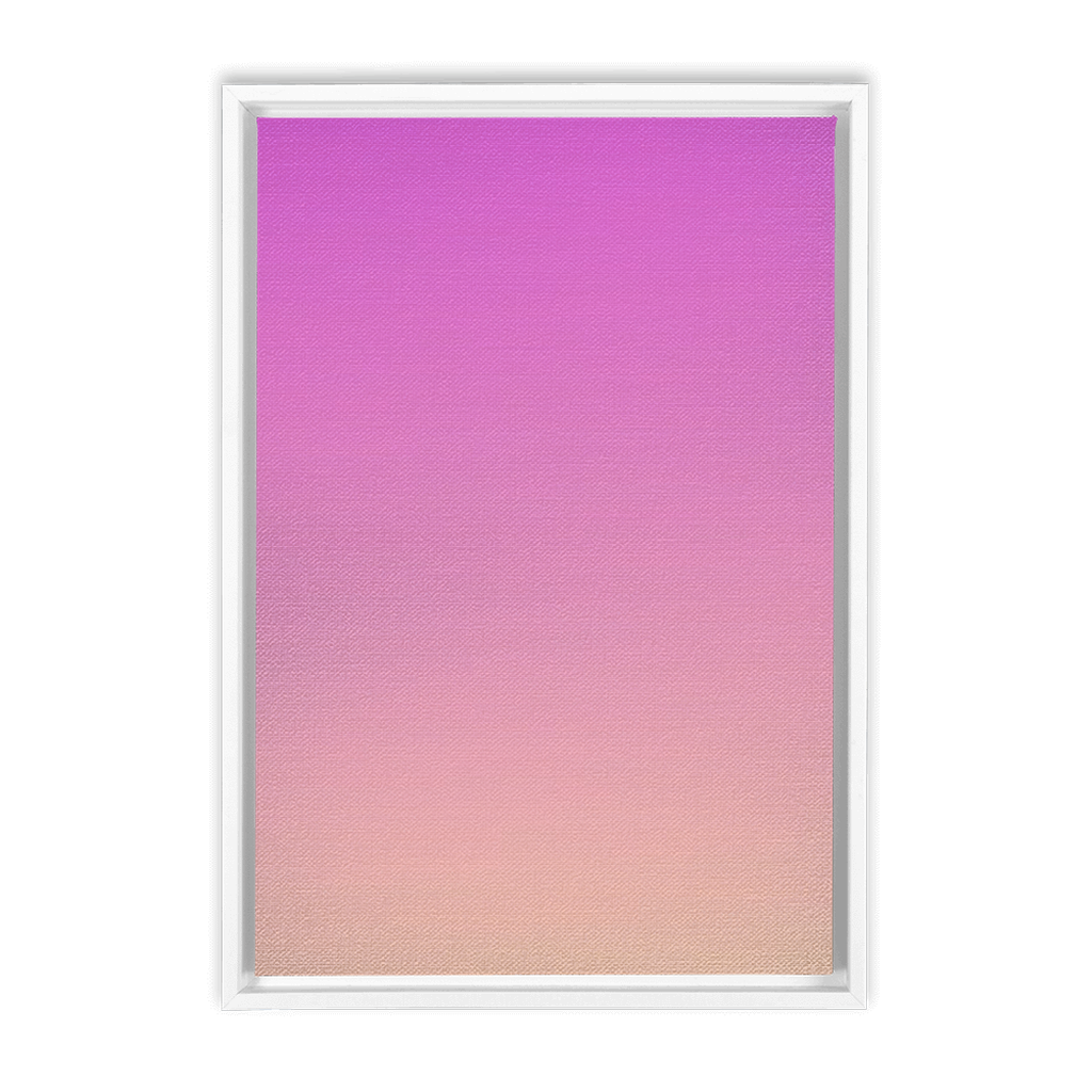 Framed gradient artwork transitioning from vibrant pink to soft peach.